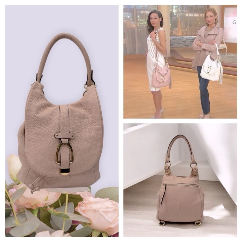 G.I.L.I Blush Pink Leather Convertible Backpack